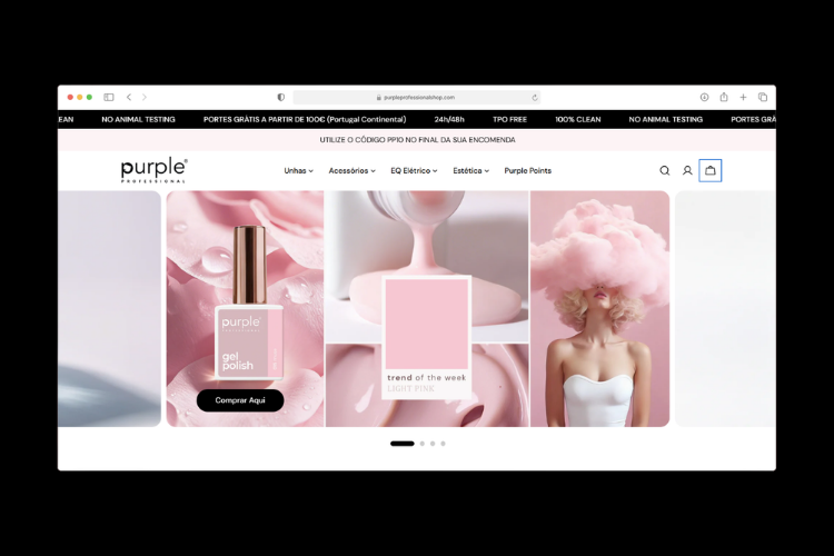 Basicamente lança novo e-commerce da Purple Professional em Shopify